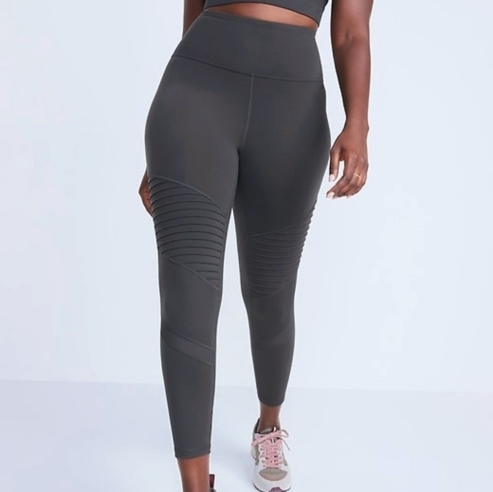 Old Navy Grey Moto Panel Mesh Inset 7/8 Ankle Length Active Leggings Medium